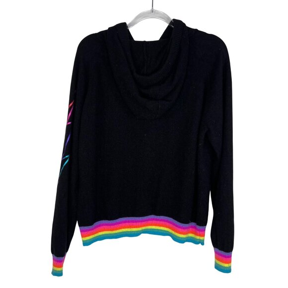 Brodie Cashmere Thunder Strike Cashmere Hoodie in Black & Rainbow Size Large - Picture 3 of 11